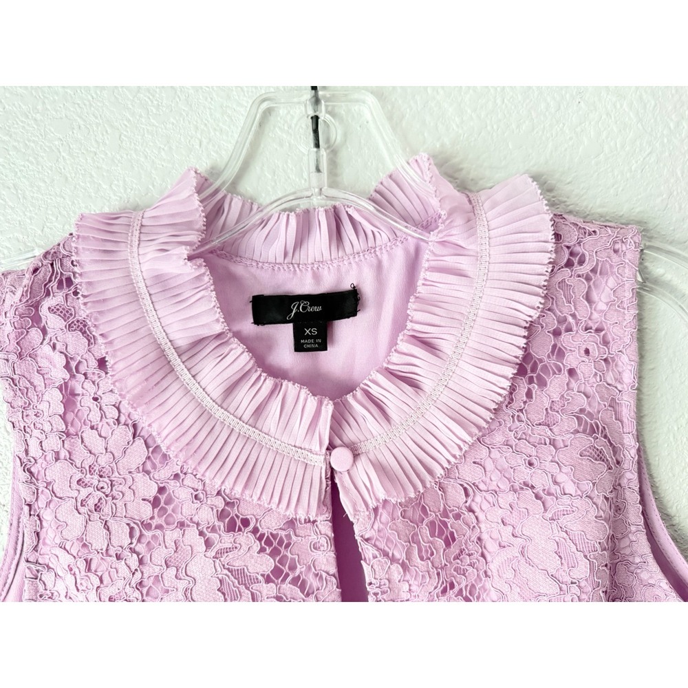 J.Crew Lace Top Women XS Lilac Romantic, Feminine Ruffle Collar Sleeveless - Picture 2 of 9